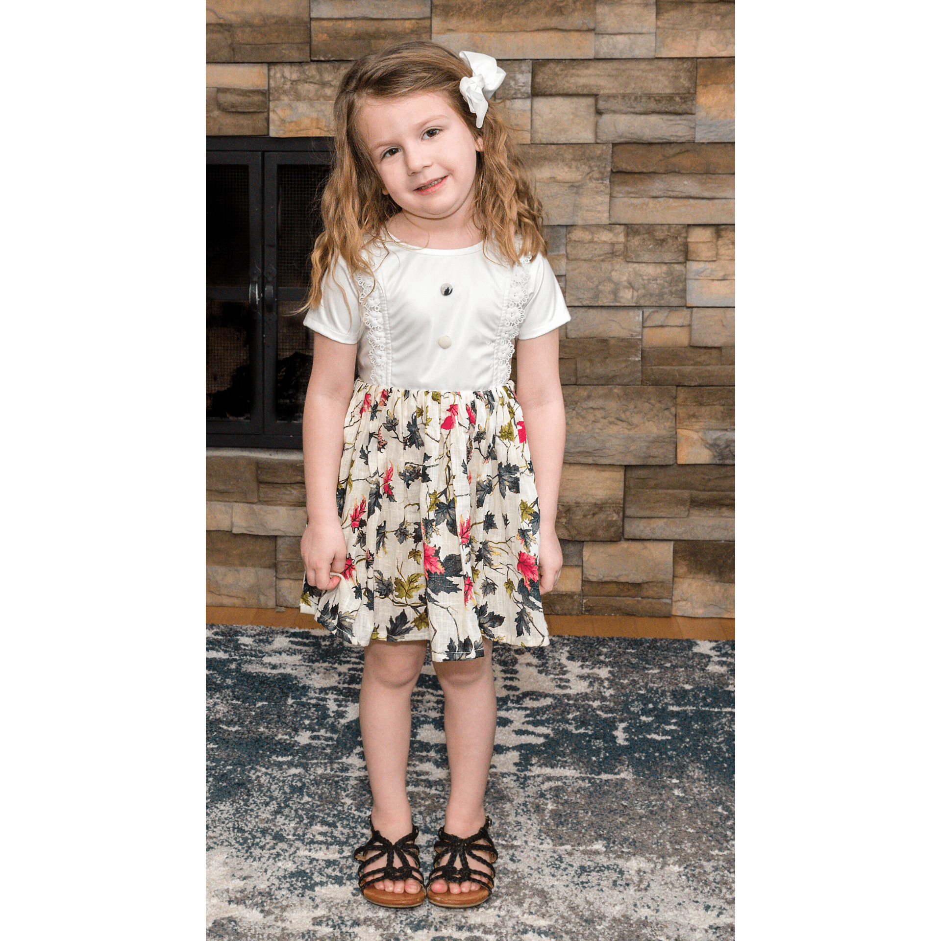 White Stain-Proof Toddler Printed Floral Dress - Snug Bub USA