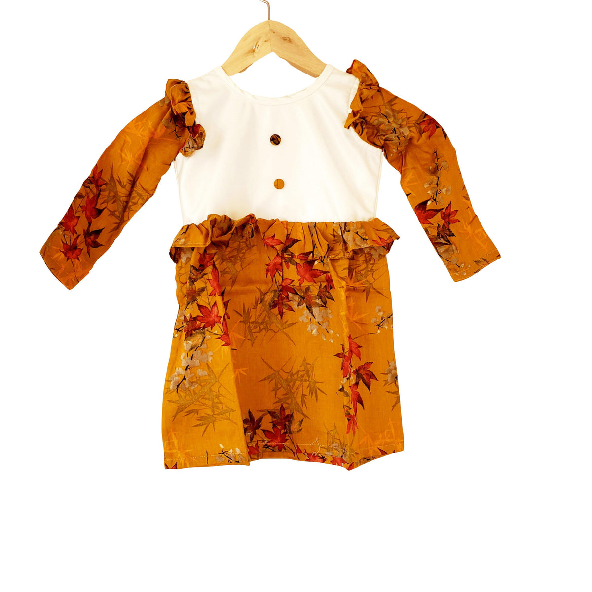 Tawny Brown Stain-Proof Toddler Printed Floral Dress