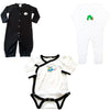 3 Piece Infant Bundle Set - Black Night Gown, Caterpillar Jumpsuit & Onesie - Snug Bub USA