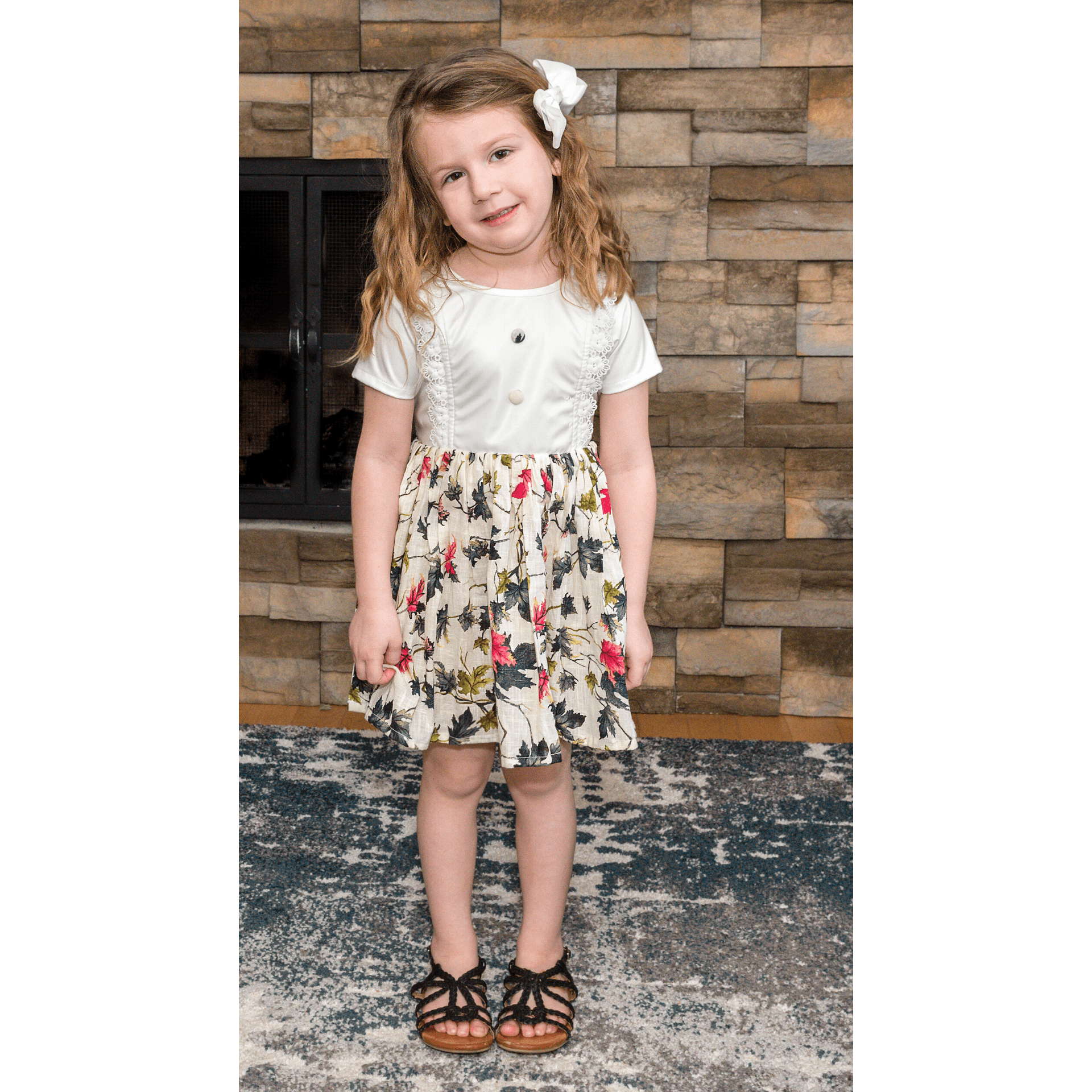 White Stain-Proof Toddler Printed Floral Dress White Stain-Proof Toddler Printed Floral Dress