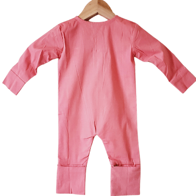 Salmon Pink Organic Cotton Boho Expandable Baby Jumpsuit Clothes
