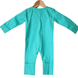 Teal Cyan Green Boho Grow With Me Adjustable Unisex Rompers Baby Clothes For Girls & Boys - Snug Bub USA