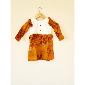Tawny Brown Stain-Proof Toddler Printed Floral  Dress - Snug Bub USA