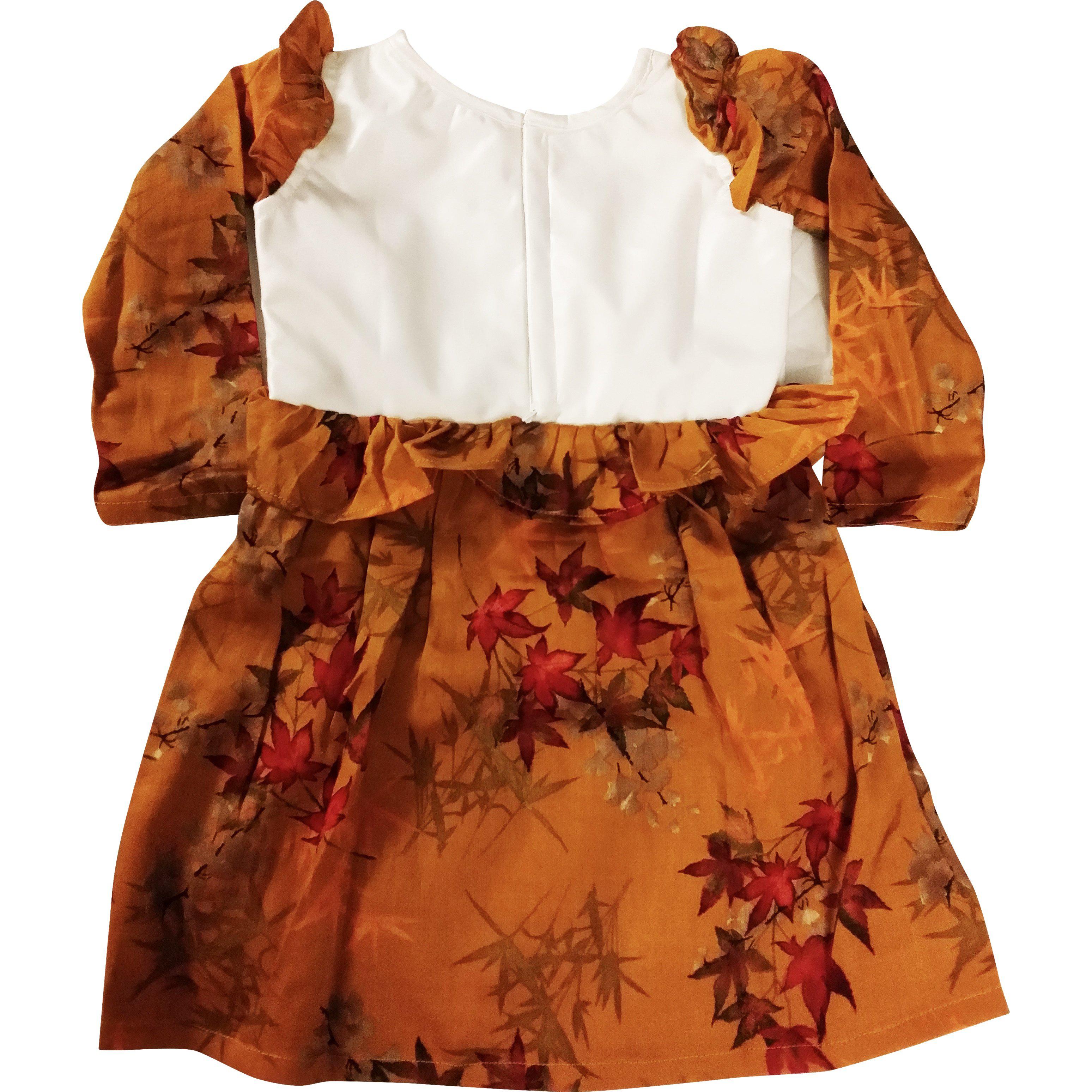 Tawny Brown Stain-Proof Toddler Printed Floral  Dress